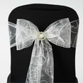 thumbnail image 1 of BalsaCircle 10 Ivory Fancy Embroidered Sheer Organza Chair Sashes Bows Ties, 1 of 4