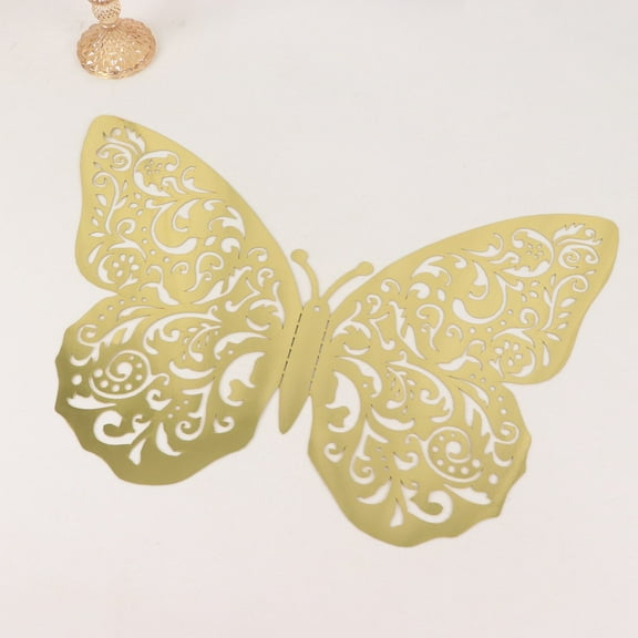 BalsaCircle 10 Metallic Gold 14x20 in Foil 3D Butterfly Wall Stickers DIY Decals Party Reception Decorations Supplies