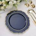 thumbnail image 1 of BalsaCircle 10 Navy Blue 10.5" Round Plastic Dinner Plates Gold Scalloped Rim, 1 of 8