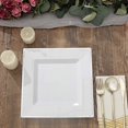 thumbnail image 1 of BalsaCircle 10 Pieces 10" White Silver Trim Plastic Square Plates Disposable Tableware, 1 of 8