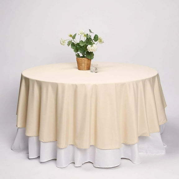 BalsaCircle 10 Pieces 108" Beige Round Polyester Tablecloths Fabric Table Cover Linens