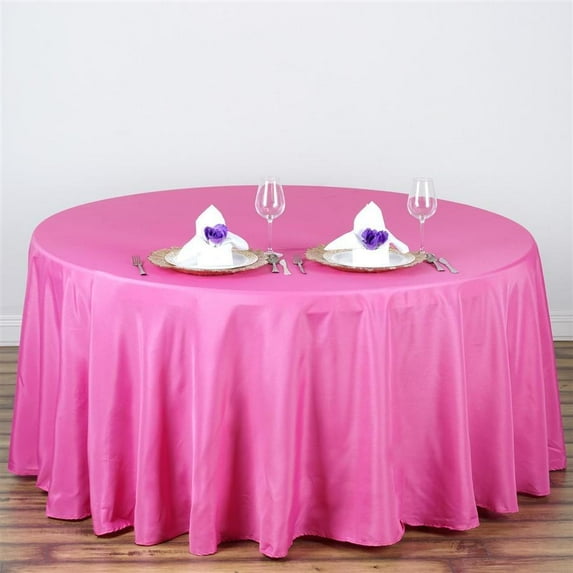 BalsaCircle 10 Pieces 108" Fuchsia Round Polyester Tablecloths Fabric Table Cover Linens