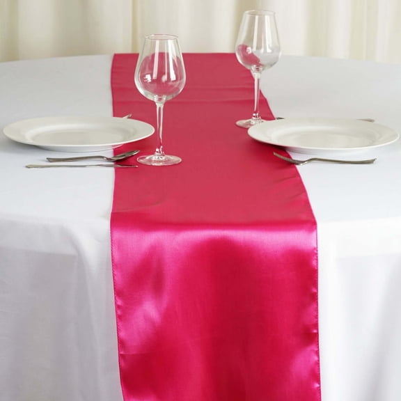 Balsa Circle 10 Pieces 12" x 108" Fuchsia Satin Table Runners Table Top Party Linens