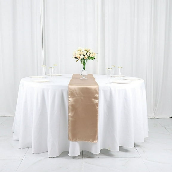 Balsa Circle 10 Pieces 12" x 108" Nude Satin Table Runners Table Top Party Linens