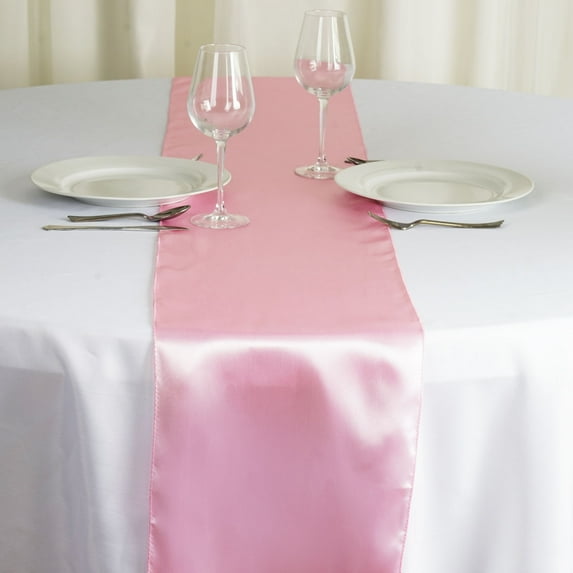 Balsa Circle 10 Pieces 12" x 108" Pink Satin Table Runners Table Top Party Linens Decorations
