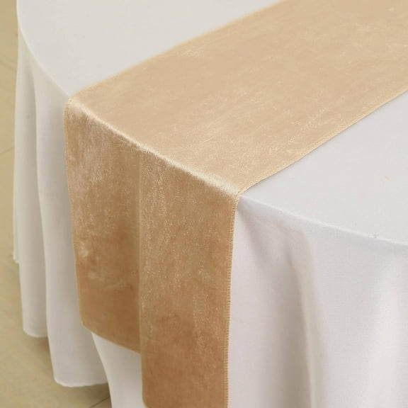 BalsaCircle 10 Pieces 12x107" Champagne Premium Velvet Table Runners Kitchen Linens