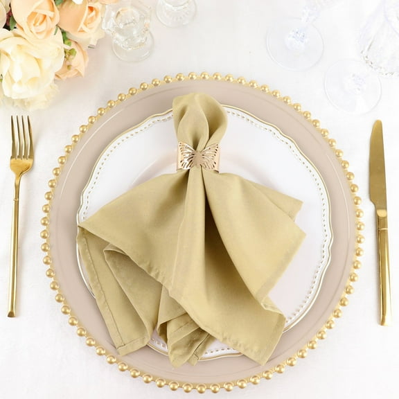 Balsa Circle 10 Pieces 17" Champagne Polyester Fabric Napkins Wedding Decorations