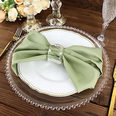 BalsaCircle 10 Pieces 17" Eucalyptus Green Polyester Fabric Napkins Wedding Decorations
