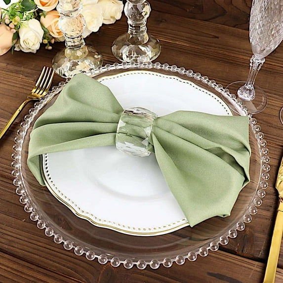 Balsa Circle 10 Pieces 17" Eucalyptus Green Polyester Fabric Napkins Wedding Decorations