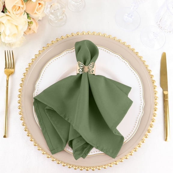 Balsa Circle 10 Pieces 17" Moss Green Polyester Fabric Napkins Wedding Decorations