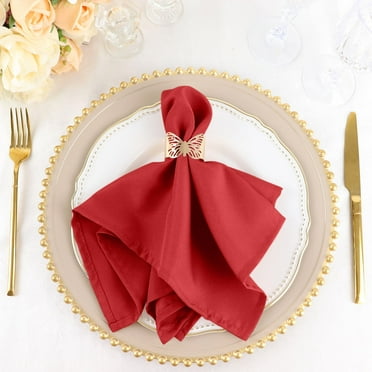 BalsaCircle 10 Pieces 17" Red Polyester Fabric Napkins Wedding Decorations