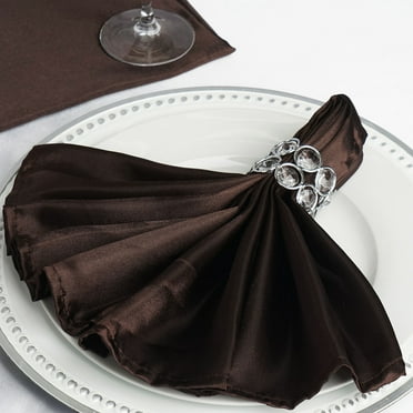 BalsaCircle 10 Pieces 20" Chocolate Brown Satin Dinner Napkins Wedding Party