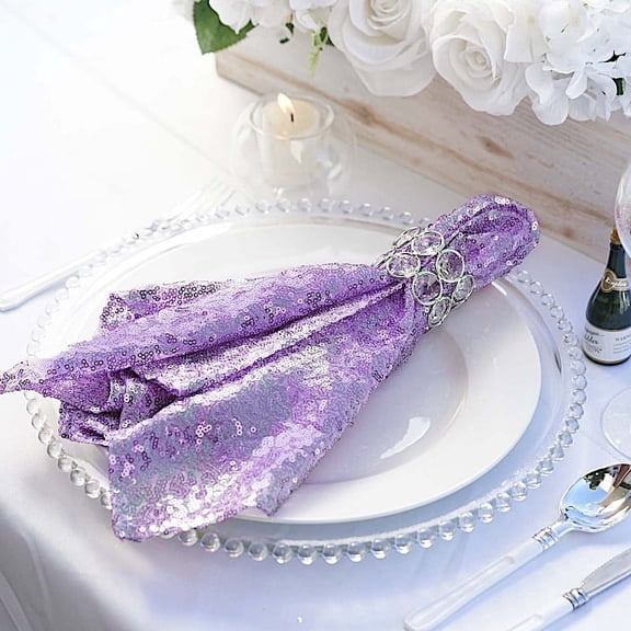 Balsa Circle 10 Pieces 20" Lavender Sequins Napkins Wedding Decorating Tablecloths Holiday Dinner Party