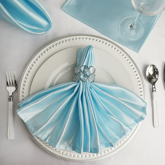 Balsa Circle 10 Pieces 20" Light Blue Satin Dinner Napkins Wedding Party