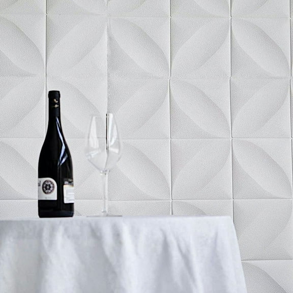 BalsaCircle 10 Pieces 28" White Self Adhesive Diamond Foam Wall Panels Backdrop Banquet