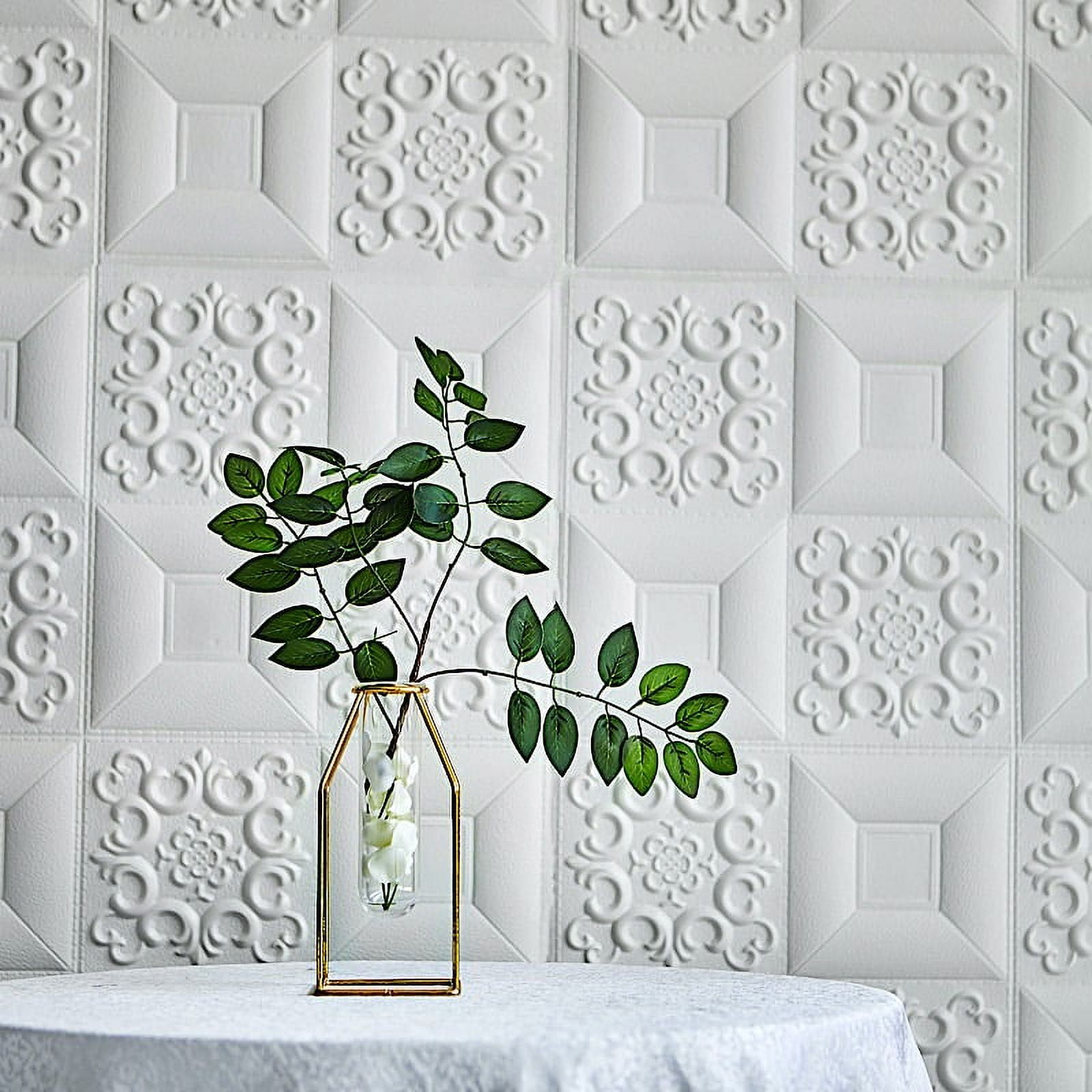 BalsaCircle 10 Pieces 28" White" Self Adhesive French Country Style Foam Wall Panels Backdrop