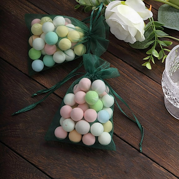 BalsaCircle 10 Pieces 4" x 6" Organza Favor Bags Hunter Green