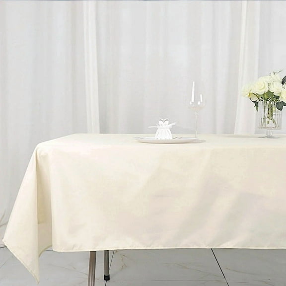 BalsaCircle 10 Pieces 54" x 96" Beige Rectangle Polyester Tablecloths Table Linen
