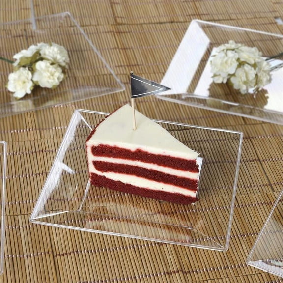 Balsa Circle 10 Pieces 6" Clear Plastic Square Plates Disposable Party Tableware