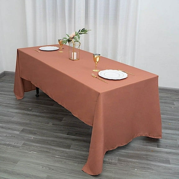 Balsa Circle 10 Pieces 60" x 126" Terracotta Rectangle Polyester Tablecloths Table Linen
