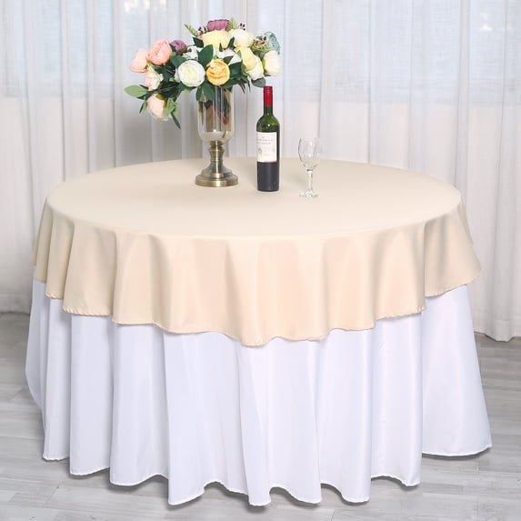 BalsaCircle 10 Pieces 70" Beige Round Polyester Tablecloths Fabric Table Cover Linens