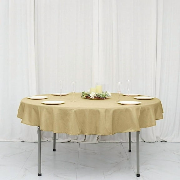BalsaCircle 10 Pieces 70" Champagne Round Polyester Tablecloths Fabric Table Cover Linens