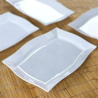 Plastic Plates , White rectangle - NO 2 - 50 piece