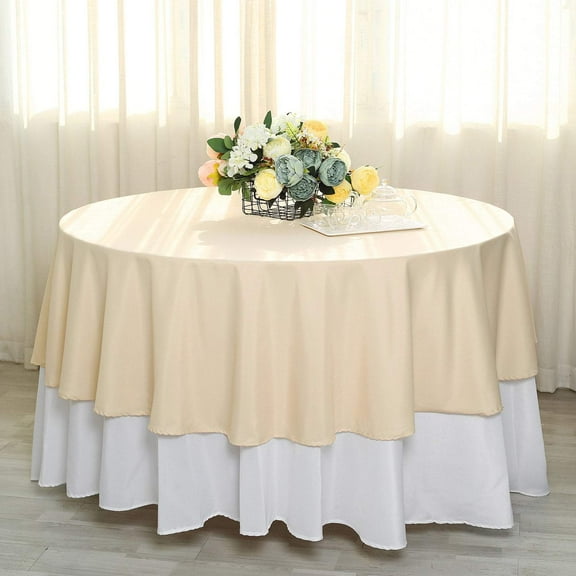 BalsaCircle 10 Pieces 90" Beige Round Polyester Tablecloths Fabric Table Cover Linens