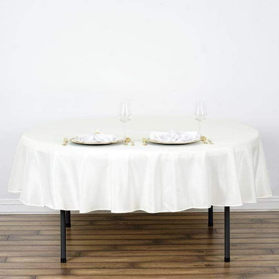 BalsaCircle 10 Pieces 90" Ivory Round Polyester Tablecloths Fabric Table Cover Linens