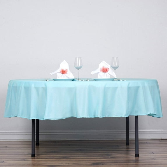 BalsaCircle 10 Pieces 90" Light Blue Round Polyester Tablecloths Fabric Table Cover Linens