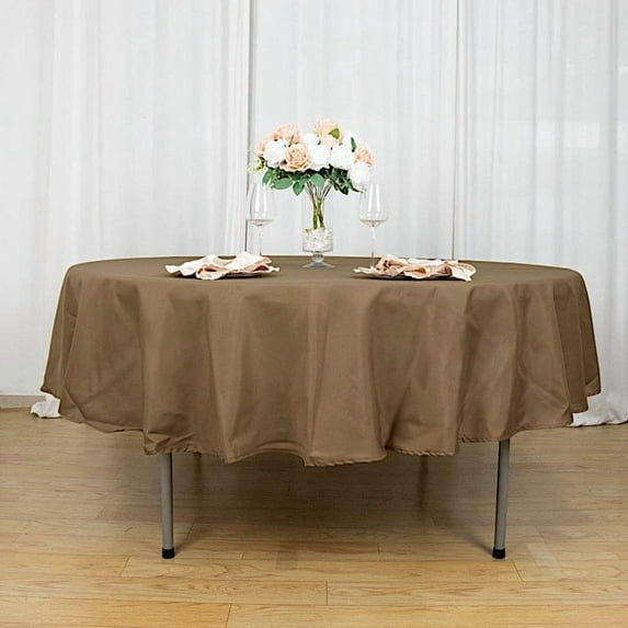 BalsaCircle 10 Pieces 90" Taupe Round Polyester Tablecloths Fabric Table Cover Linens