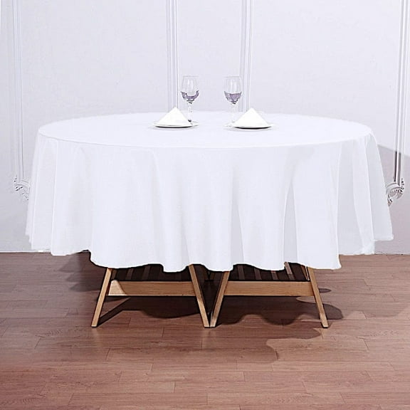 BalsaCircle 10 Pieces 90" White Round Polyester Tablecloths Fabric Table Cover Linens