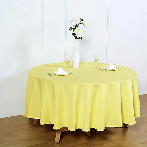 BalsaCircle 10 Pieces 90" Yellow Round Polyester Tablecloths Fabric Table Cover Linens