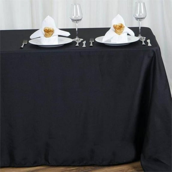 BalsaCircle 10 Pieces 90" x 156" Black Rectangle Polyester Tablecloths Table Cover Linens