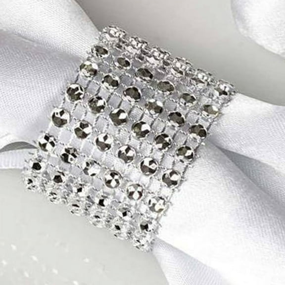 BalsaCircle 10 Pieces Diamond Napkin Rings Table Top Decorations Silver