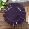 thumbnail image 1 of BalsaCircle 10 Purple 11" Round Disposable Salad Dinner Plastic Plates Gold Wavy Trim Wedding Party Tableware, 1 of 8