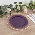 thumbnail image 1 of BalsaCircle 10 Purple Round 10" Disposable Plastic Salad Dinner Plates Gold Embossed Baroque Trim Party Events Decorations, 1 of 7