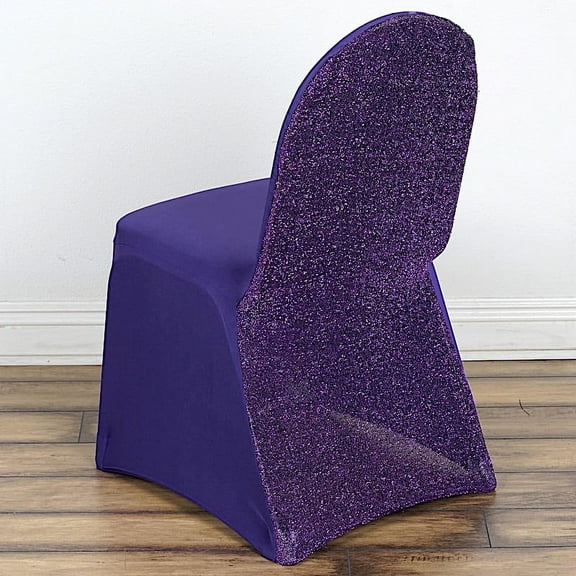 Balsa Circle 10 Purple Solid Metallic Spandex Stretchable Banquet Chair Covers Slipcovers