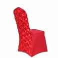 thumbnail image 1 of Balsa Circle 10 Red Satin Raised Roses Spandex Stretchable Banquet Solid Chair Covers Slipcovers, 1 of 8