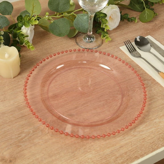 Balsa Circle 10 Round 10 in Lavender Disposable Plastic Salad Plates Beaded Trim Party Event Reception Catering Tableware Decorations Supplies