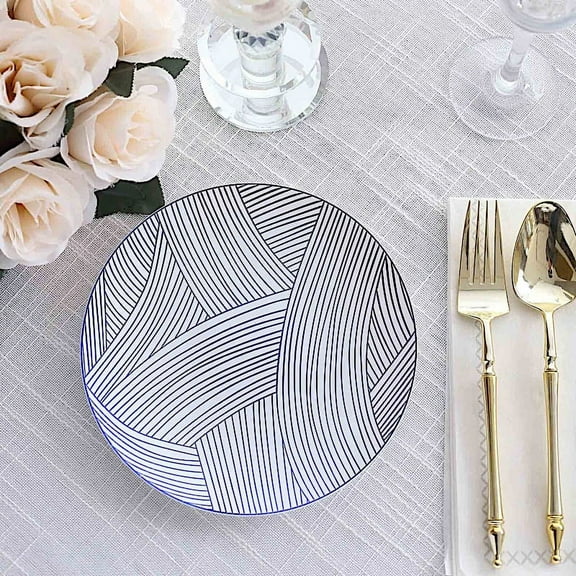 BalsaCircle 10 Round 7 in Disposable Salad Plastic Plates Wave Brush Strokes Party Events Decorations Supplies