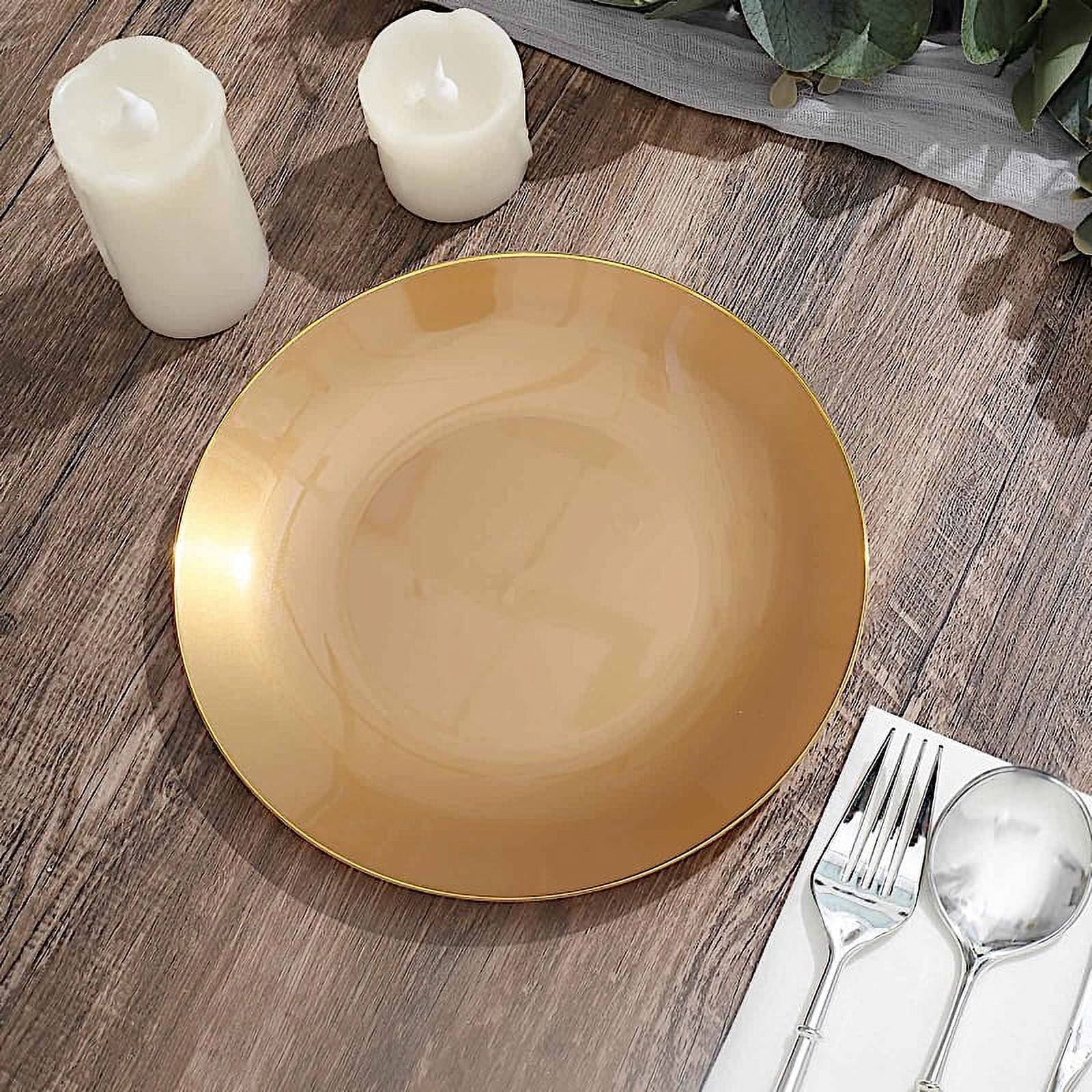 BalsaCircle 10 Round 8" Gold Glossy Disposable Salad Dinner Plastic