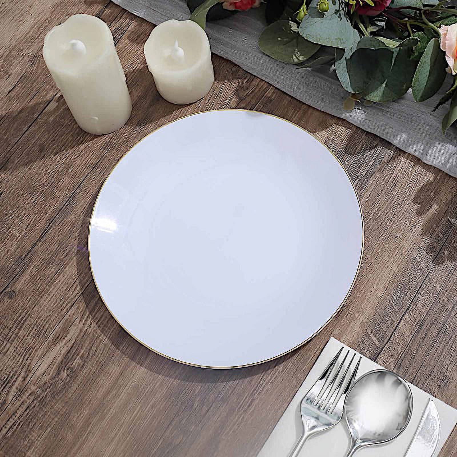 BalsaCircle 10 Round 8" White Glossy Disposable Salad Dinner Plastic