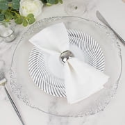 Balsa Circle 10 Round 9" White Silver Disposable Dinner Plastic Plates Swirl Design Trim Party Events Decorations Supplies