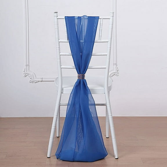 BalsaCircle 10 Royal Blue Extra Premium Chiffon Chair Sashes Bows Ties Ceremony