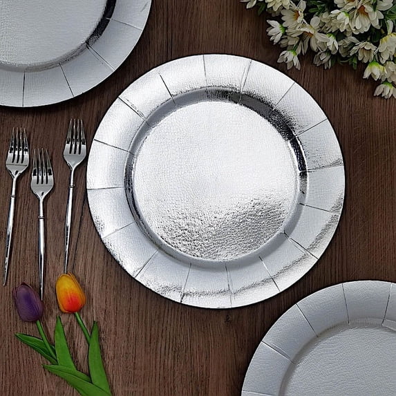 Balsa Circle 10 Silver 13" Round Disposable Paper Charger Plates Wedding