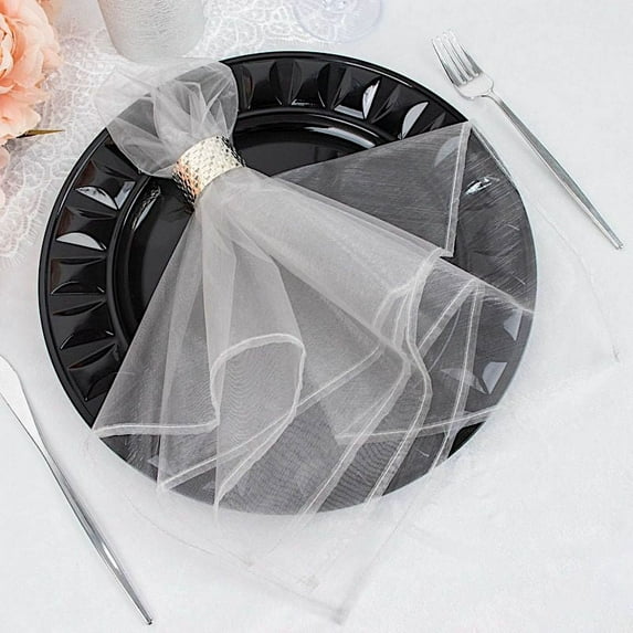 Balsa Circle 10 Silver Decorative 23" x 23" Sheer Organza Dinner Table Napkins Party Decorations