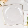 thumbnail image 1 of Balsa Circle 10 Square Clear 10" Disposable Salad Plastic Plates Wavy Gold Trim Party Events Tableware Decorations, 1 of 8