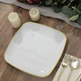thumbnail image 1 of Balsa Circle 10 Square White 10" Disposable Salad Dinner Plastic Plates Gold Trim Party Events Decorations Supplies, 1 of 8
