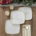 thumbnail image 1 of Balsa Circle 10 Square White 7" Disposable Salad Dinner Plastic Plates Gold Trim Party Events Decorations Supplies, 1 of 8